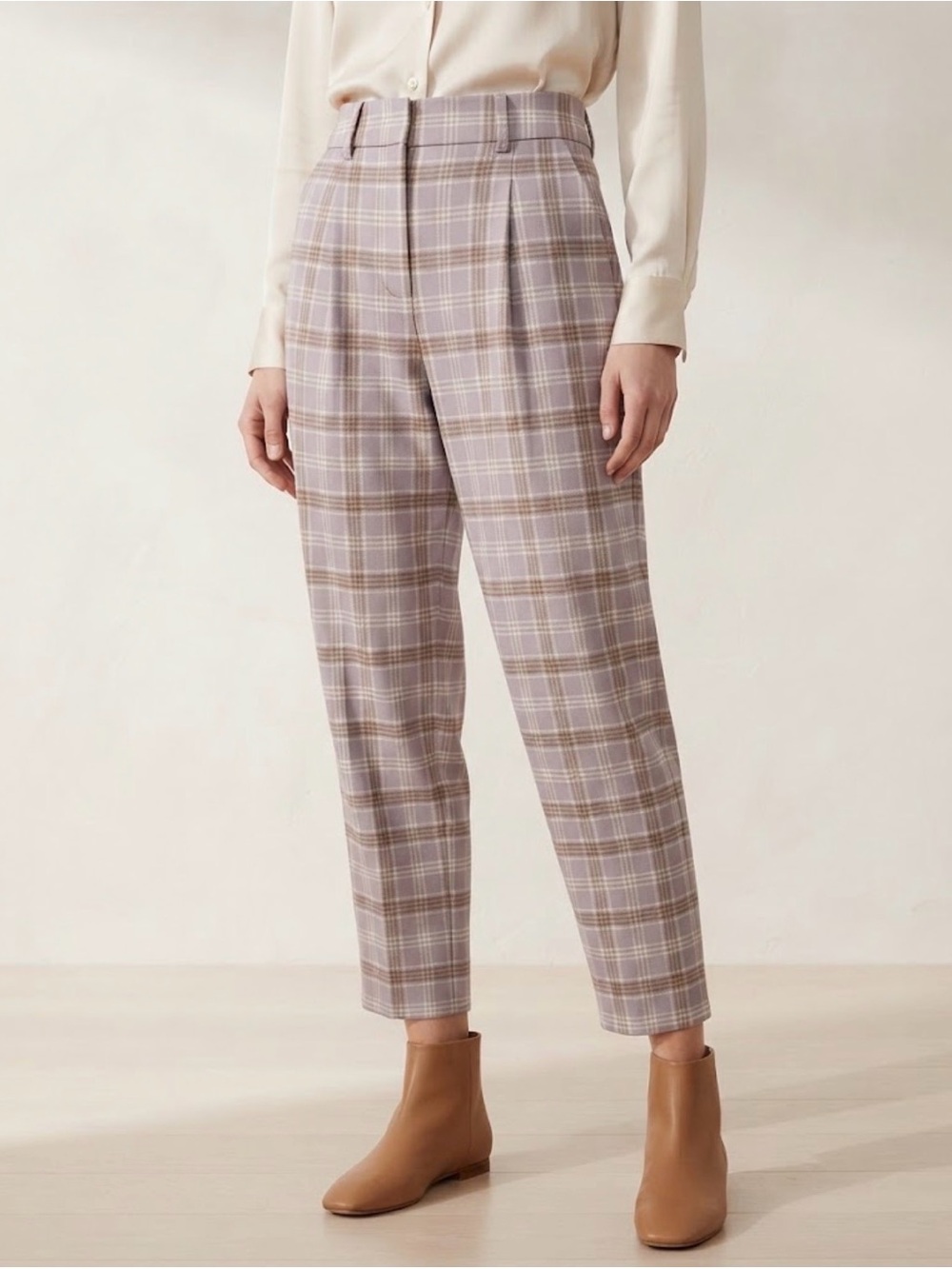 ❤️Wilfred Dashwood Plaid Tailored Ankle Pants in Lavender